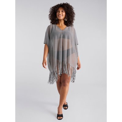 Caftan en tissu tissé avec franges à l'ourlet FIORELLA RUBINO