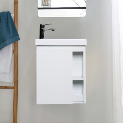 Ensemble lave-mains avec rangement latéral avec robinet chromé HAMPTON MOB IN