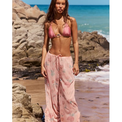 Pantalon en mousseline imprimé fleurs et coquillages PEACHLIZ UNDIZ