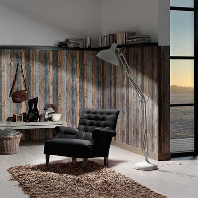 Papier peint imprimé lamelles de bois HOME MAISON