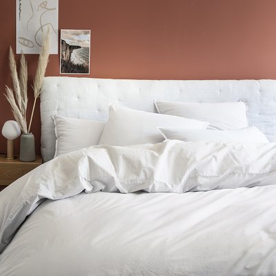 Housse de couette unie en percale de coton lavée, Made in France, ALBÂTRE A DEMAIN