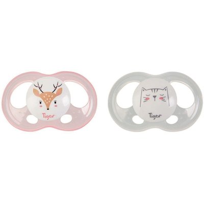 Lot de 2 sucettes Soft Touch 18m + Biche et chat TIGEX