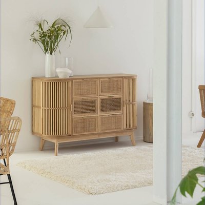 Commode en bois de pin et cannage  GUIDO MADE IN MEUBLES 