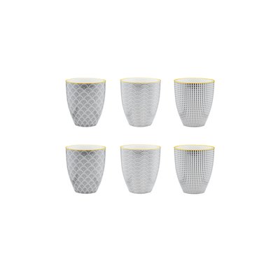Lot de 6 mugs en porcelaine, PATTERN BJORN