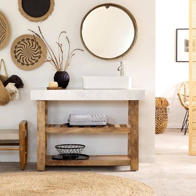 Meuble sous vasque en marbre et bois  LOUCA MADE IN MEUBLES 