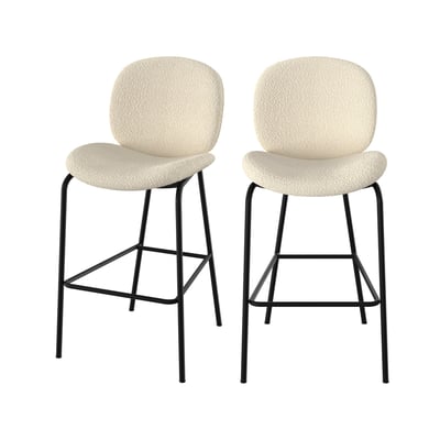 Lot de 2 chaises pour îlot central en tissu bouclé 63,5 cm - IRIS MAISON PAVANE