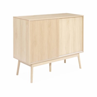 Buffet décor bois strié 1 porte coulissante 115cm LINEAR SWEEEK