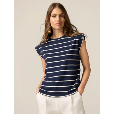 T-shirt en jersey de coton mélangé à rayures horizontales OLTRE