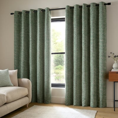 Chunky Boucle Lined Eyelet Curtains CATHERINE LANSFIELD