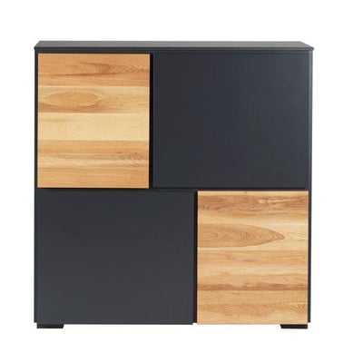 Meuble haut 4 portes chêne naturel et laqué ZAGO