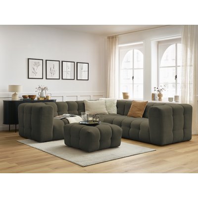 Canapé d'angle fixe 5 places en tissu avec pouf, CLOUD BOBOCHIC