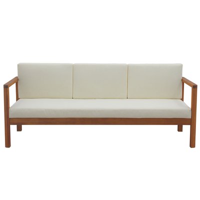 Canapé de jardin 3 places en bois massif et coussins déhoussables L190 cm AKIS MILIBOO