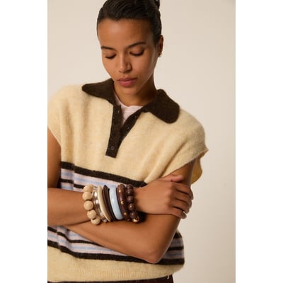 Maglione senza maniche con collo a polo a righe, BERNI DES PETITS HAUTS