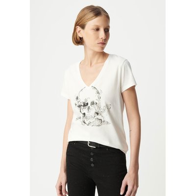 Tee-shirt col V coton bio tête de mort IKKS