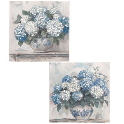 Set de 2 tableaux décoratifs vase et bouquet 60x3x60cm WADIGA