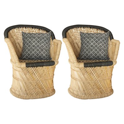 Lot de 2 fauteuils en bambou naturel avec deux coussins NOW'S HOME