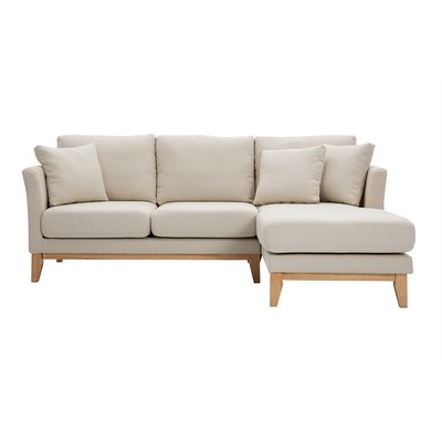 Canapé d'angle droit scandinave déhoussable 4 places en tissu et bois OSLO MILIBOO