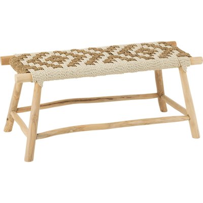 Banc en bois et jonc naturel  style bohème élégant RECOLLECTION