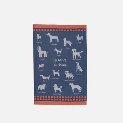 Torchon jacquard en coton LES RACES DE CHIENS COUCKE