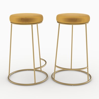 Lot de 2 tabourets pour îlot central 63 cm en velours - KENDAL RENDEZ-VOUS DÉCO
