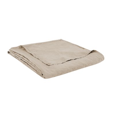 Drap plat en lin lavé, NATURELLEMENT LIN BLANC CERISE