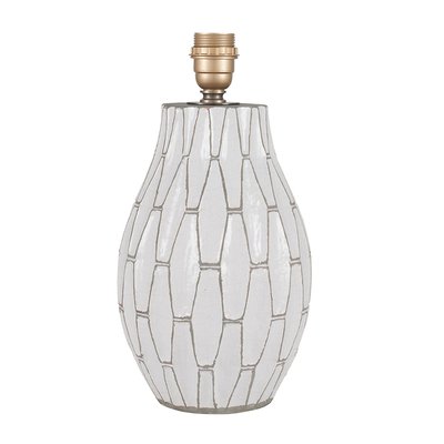 White and Matt Grey Etched Stoneware Table Lamp Base SO'HOME