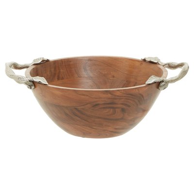 Acacia Wood Bowl with Aluminium Leaf Handle SO'HOME