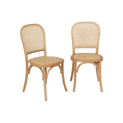 Chaise vintage bois et rotin (lot de 2) MONTPARNASSE SWEEEK