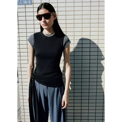 Top coton détail nœud MANGO
