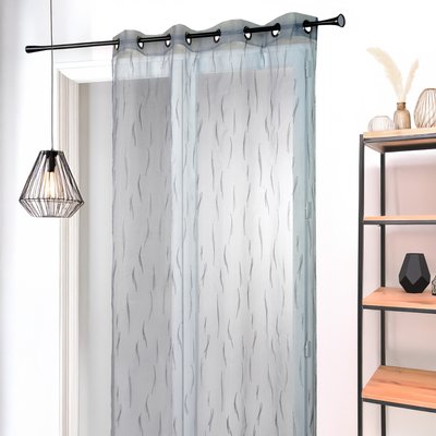 Voilage en Organza Gris Brodé Motif Brindilles HOME MAISON