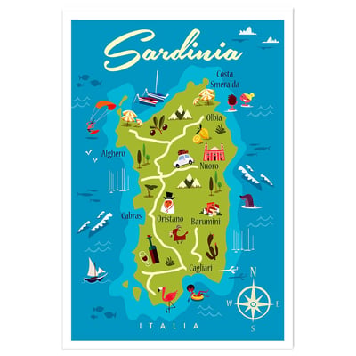 Poster de tourisme en sardaigne HEXOA