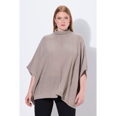 Poncho oversize en maille côtelée, col roulé ULLA POPKEN