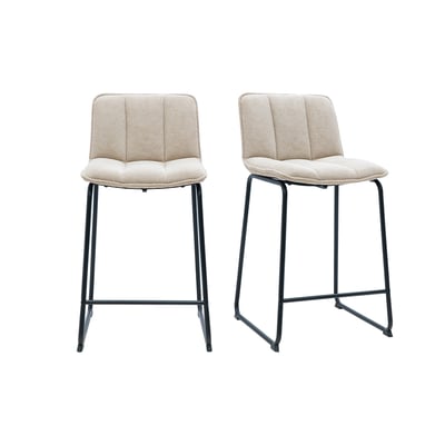 Tabourets de bar en tissu chenille vert kaki et métal noir H65.6 cm (lot de 2) VISTO MILIBOO