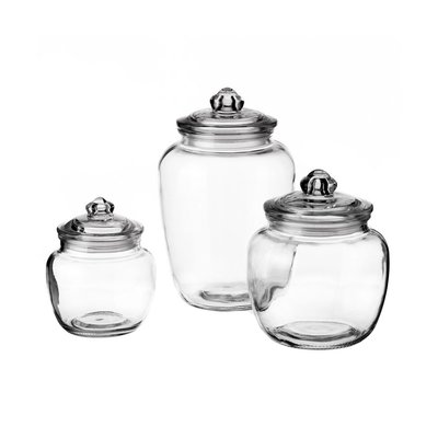 Set de 3 Bocaux Cuisine Bonbonnières - 15.5x15.5x23.8cm WADIGA