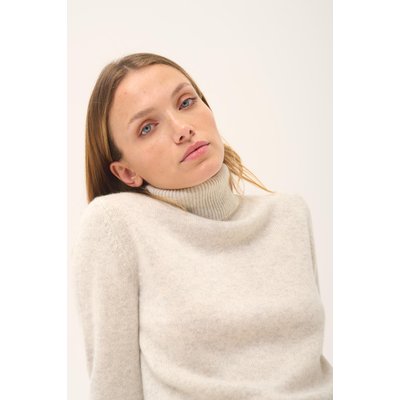 Pull Col Roulé 4 Fils Gris Perle Chiné June JUST CASHMERE