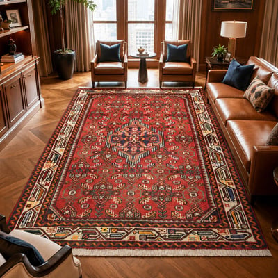 Tapis d'orient à motif oriental, noué main en laine, HAMADAN 26 UN AMOUR DE TAPIS