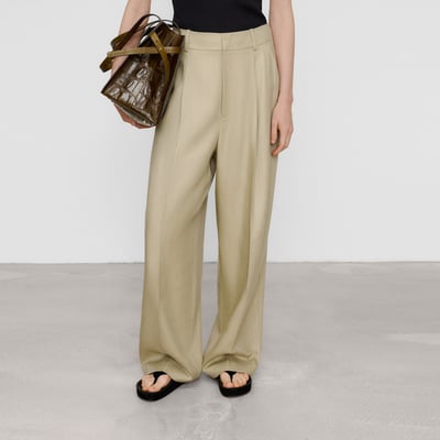 Pantalon droit avec plis en lin ADOLFO DOMINGUEZ