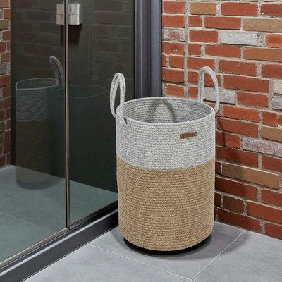 Panier de rangement en coton tressé – gris et beige IZMIR PIER IMPORT