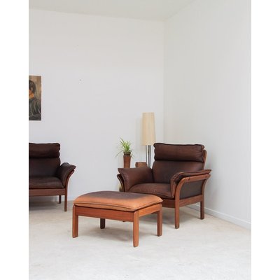 Duo fauteuil et repose pied Jakob N°123 - Bon état DEBONGOUT