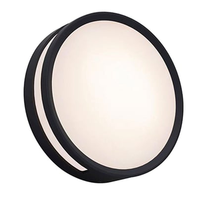 Applique murale d'extérieur sur secteur ROLA aluminium noir LED blanc chaud H4,8cm LUMISKY