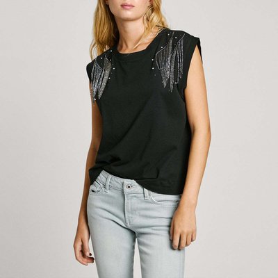 T-Shirt Avec Strass Sur Les Épaules PEPE JEANS