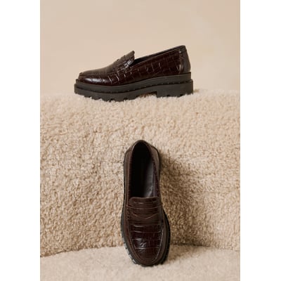 Mocassins en cuir effet croco LA FEE MARABOUTEE
