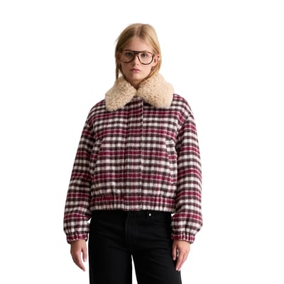 Blouson en laine à carreaux, coupe regular avec un col en peluche amovible MARC O’POLO DENIM