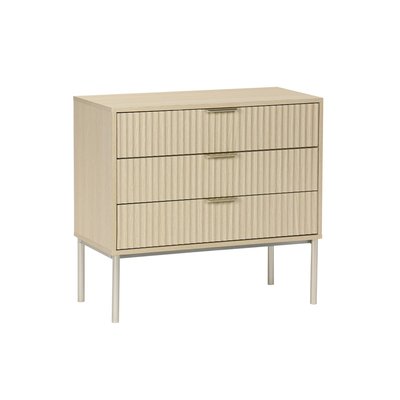 Commode effet bois rainuré et métal 3 tiroirs RICHMOND SWEEEK