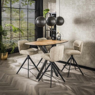Table bar teck bords arrondis motif chevron 140 cm MAYA PIER IMPORT