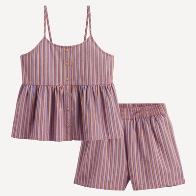 Set 2 pezzi top e pantaloncini a righe LA REDOUTE COLLECTIONS