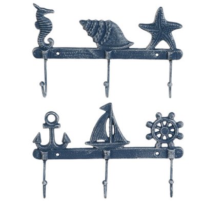Set de 2 portemanteaux fonte bleus 28x5.5x17cm WADIGA