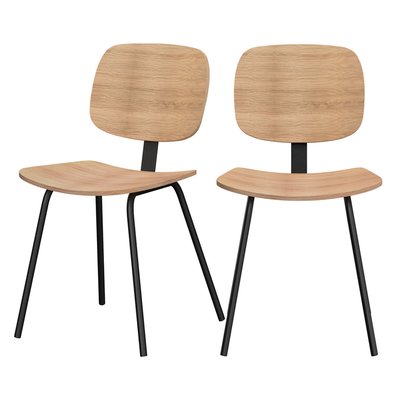 Lot de 2 chaises en bois plaqué frêne et pieds en métal - HOODIE RENDEZ-VOUS DÉCO