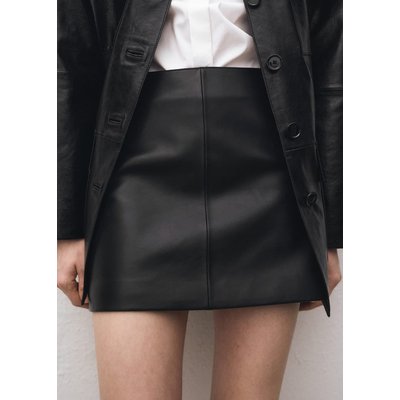 Mini-jupe cuir détail couture MANGO