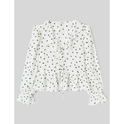 Blouse à volants motif pois BZB